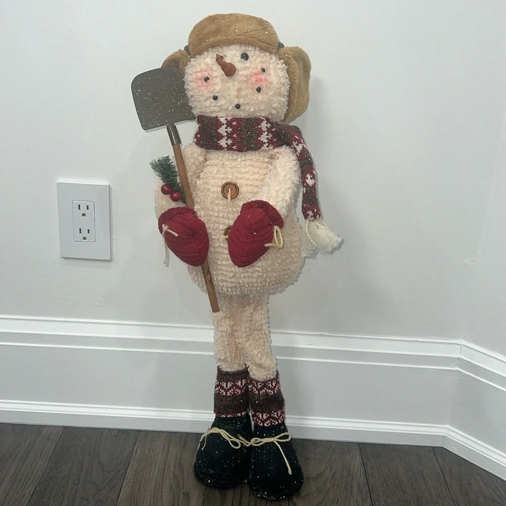 Large Christmas plush standing stuffed snowman statue